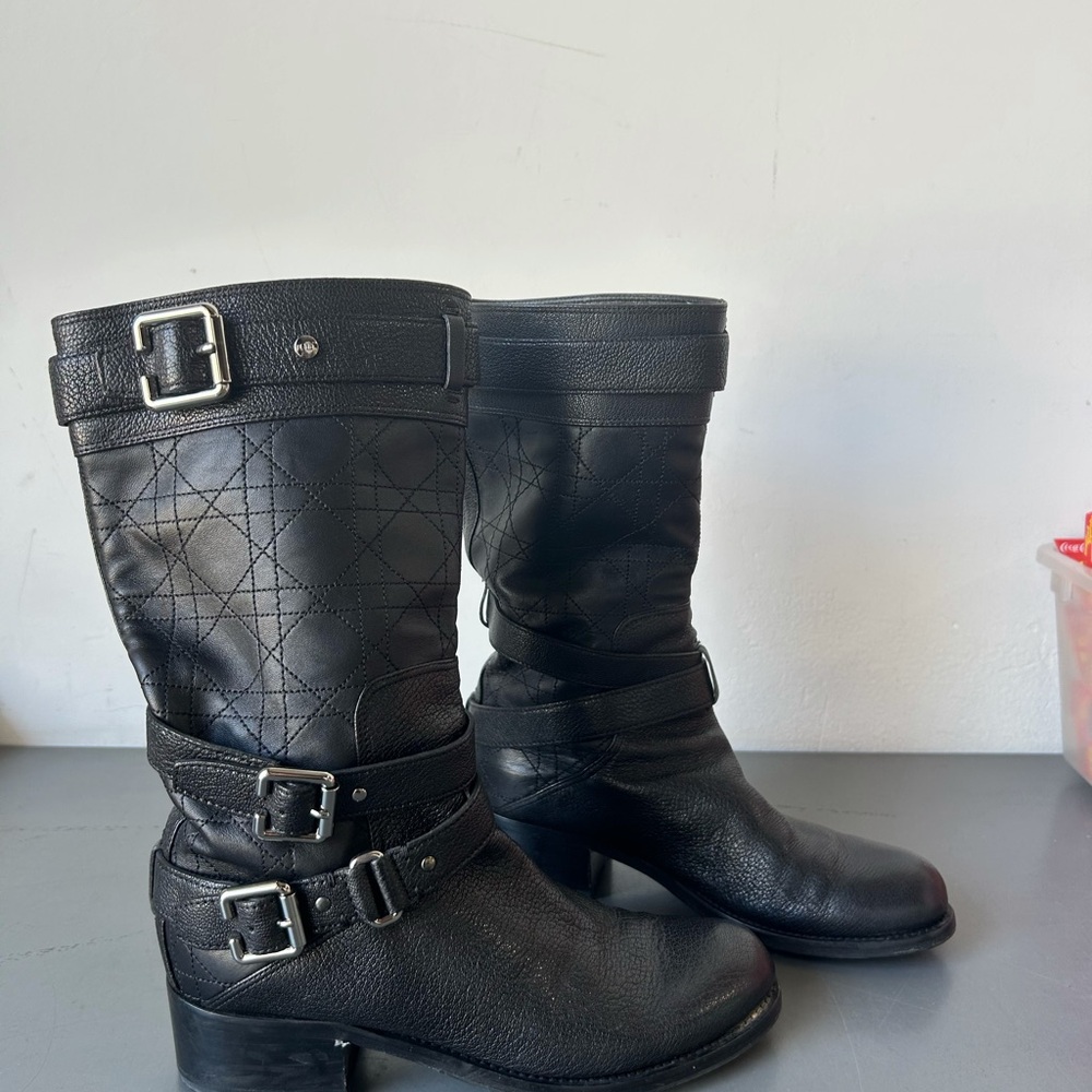 Dior quilted combat boots black size 37.5